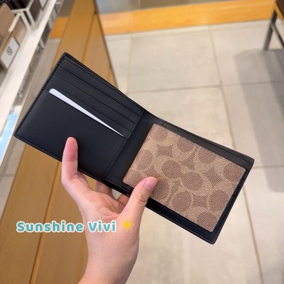 NWT COACH Id Billfold Wallet In Signature Canvas CX209 Mahogany Multi - Picture 2 of 5